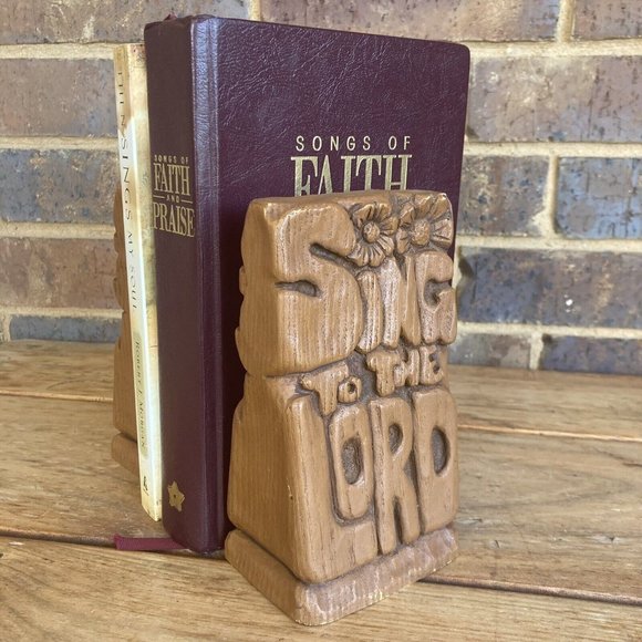Vintage Resin Bookends Praise the Lord Sing to the Lord Books Not Included - Picture 1 of 12